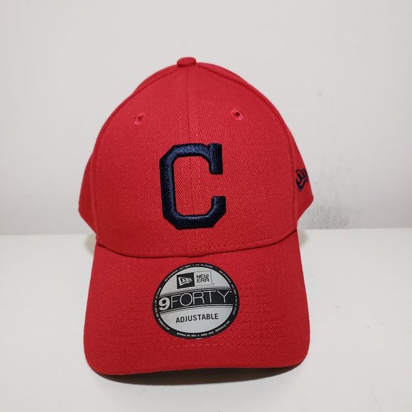 Cleveland Indians Guardians Hat Cap Strap Back Red New Era C Logo MLB Baseball - Picture 1 of 10